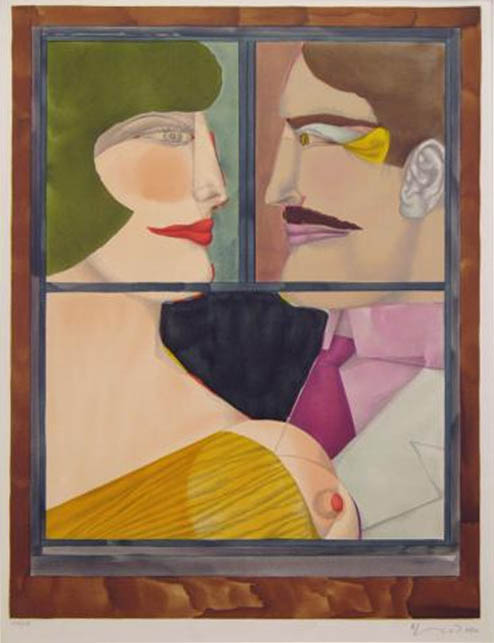 Richard Lindner - Washington Holiday - 1975 color lithograph